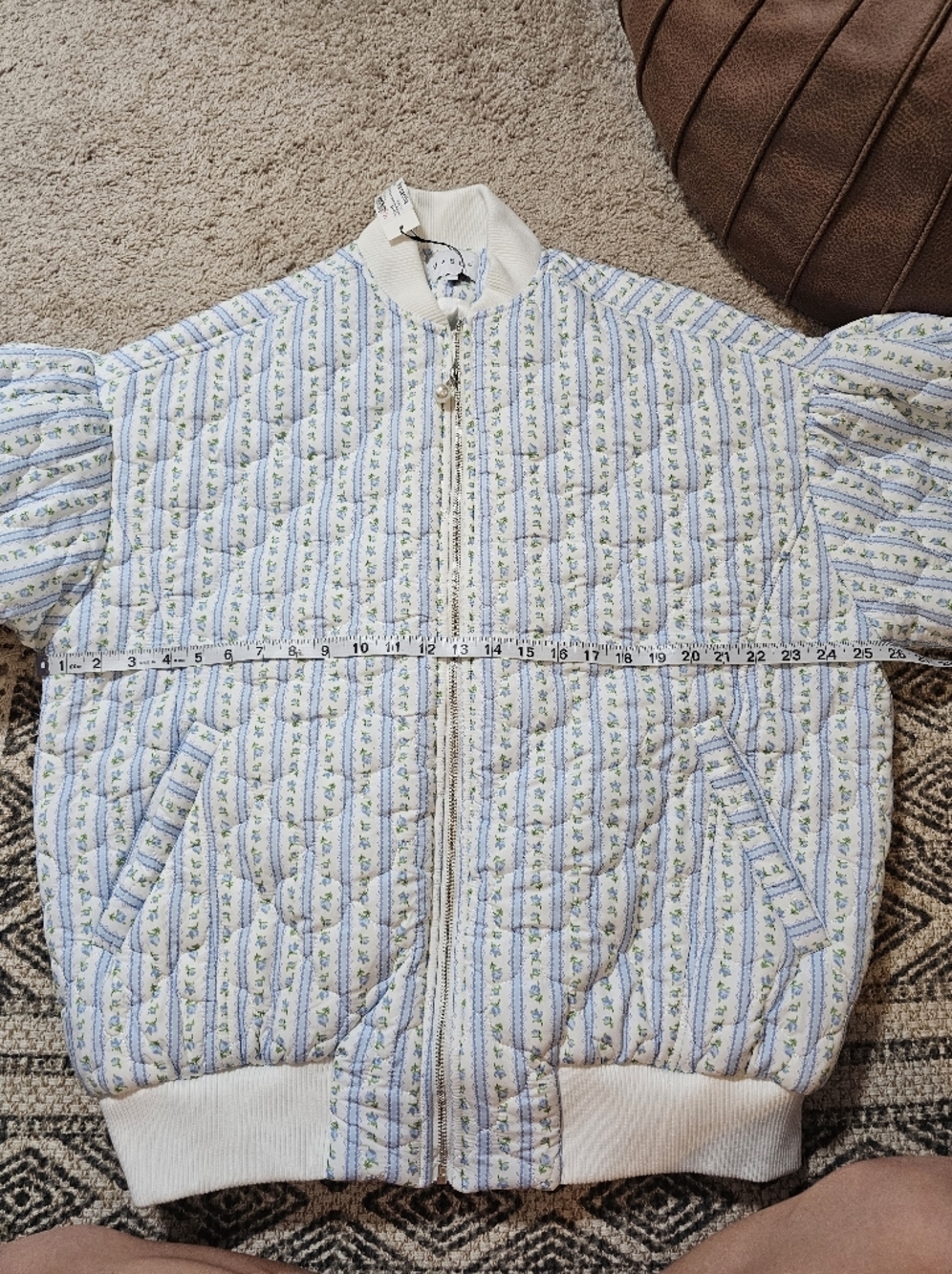 Mable NWT Oversized Lined Quilted Floral Bomber Jacket Cottage Core Size S - Picture 12 of 12